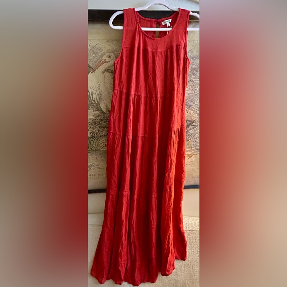 * New Max Studio Terracotta Sleeveless Tiered Maxi Dress SZ Small *